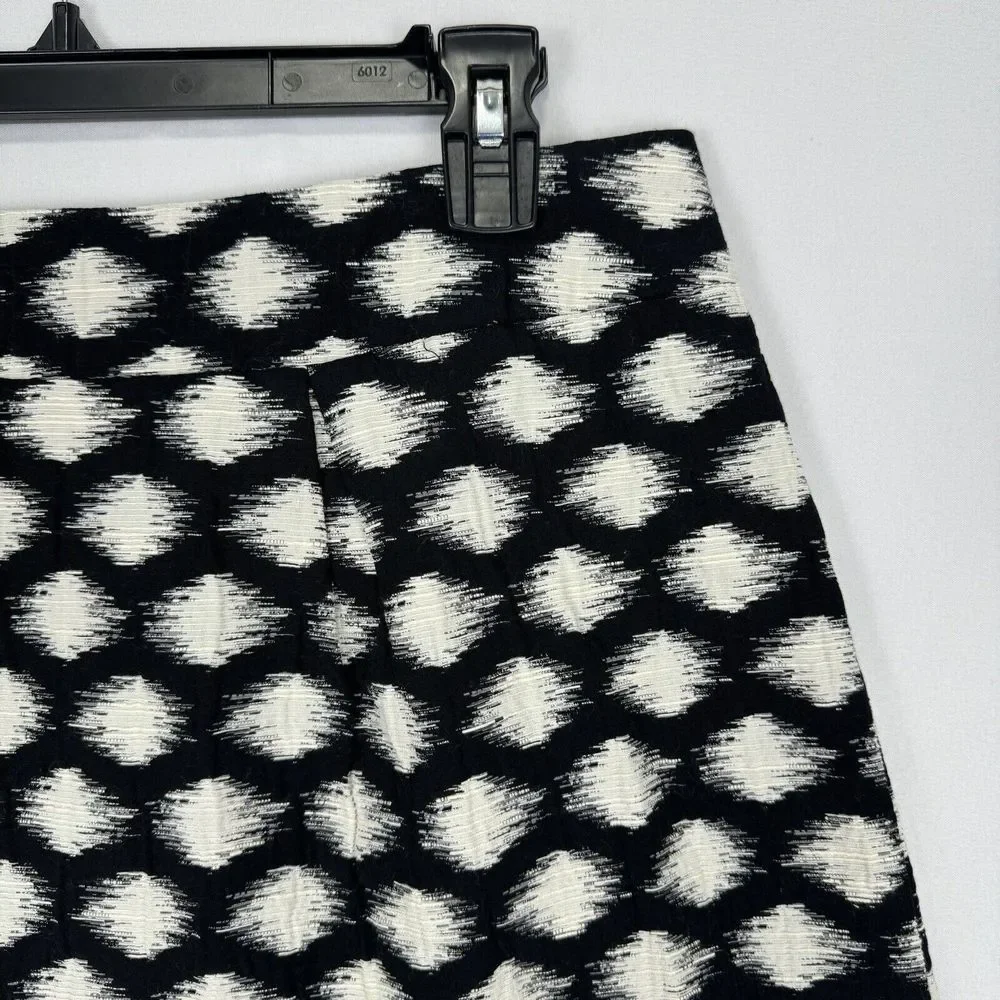 Banana Republic Mini Skirt Black White Polka Dot Size 10 A-Line Pleated Back Zip - Picture 4 of 15